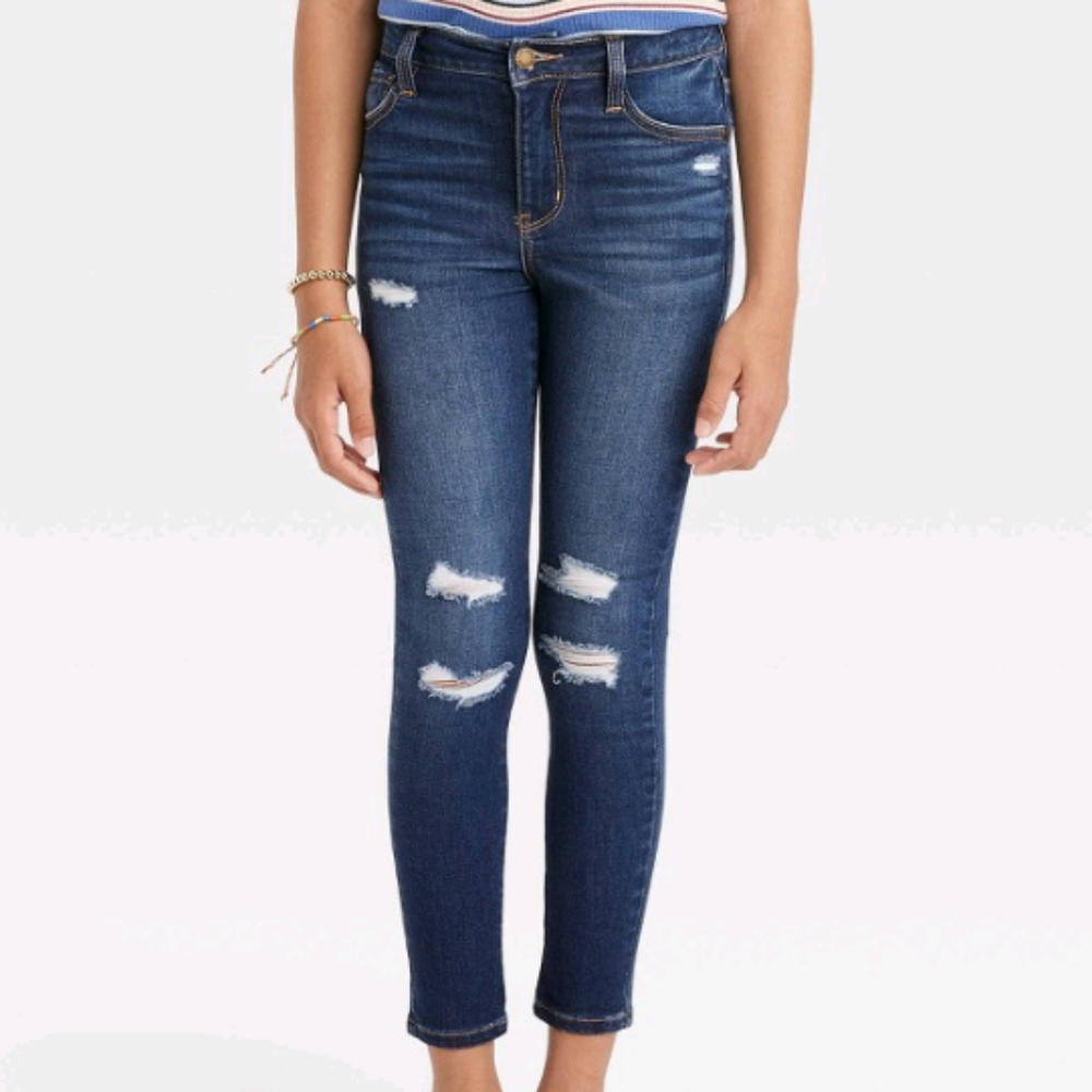 Girls' High-Rise Skinny Jeans - art class DarkWash 14